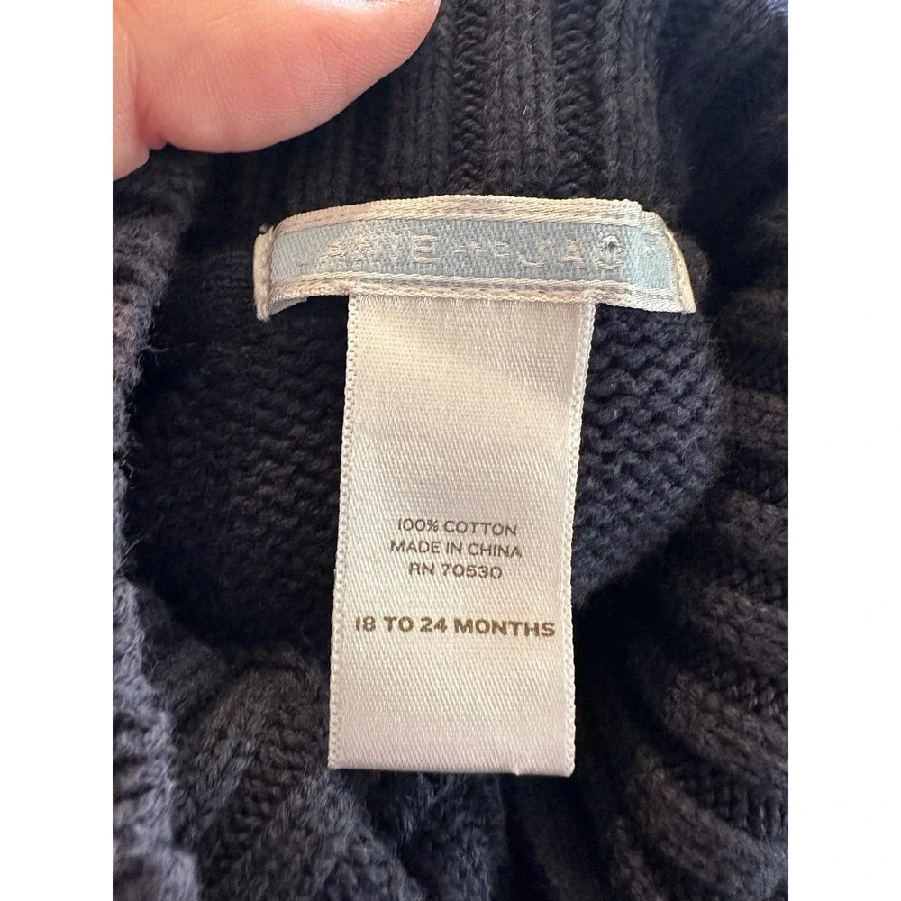 Janie and Jack Navy Lighthouse Embroidered Turtleneck Sweater 18-24 Month Cotton